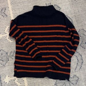 Striped navy and orange women's sweater
